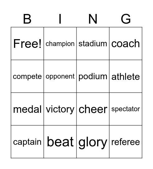 People in sport & Sporting moments Bingo Card