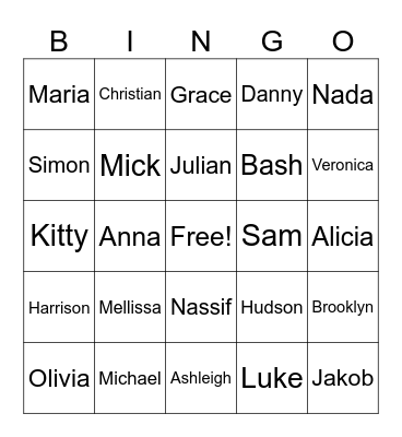 Family Bingo Card