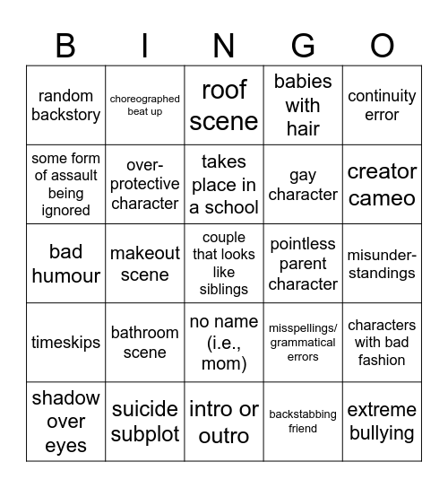 Tame Bingo Card