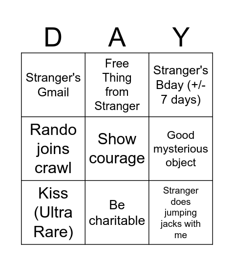Rare Sheet Bday Pub Crawl Bingo Card
