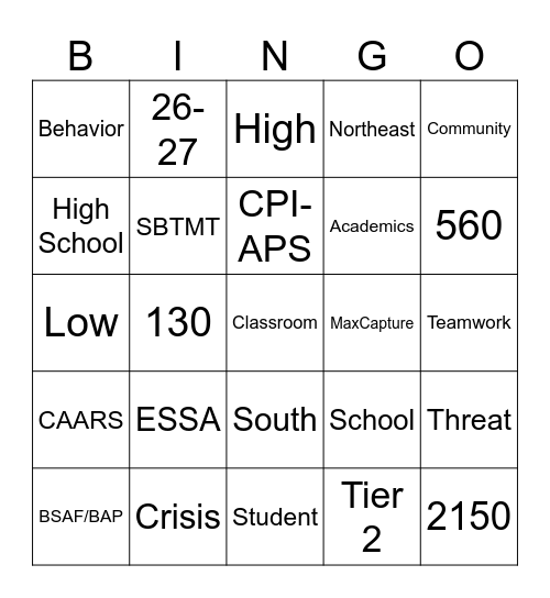 B/MH Spring Bingo Card
