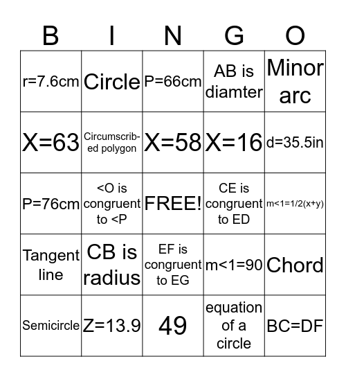 Chapter 11 Bingo Card