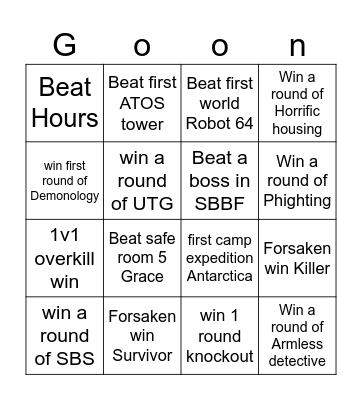 GOON Bingo Card