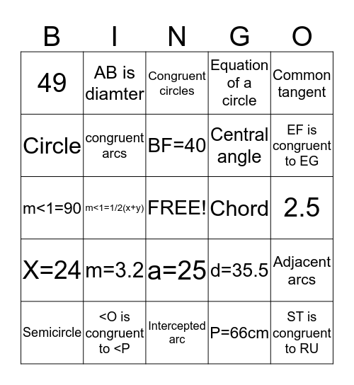 Chapter 11 Bingo Card