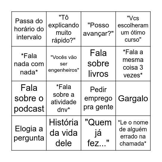 Bingo do Hudson Bingo Card