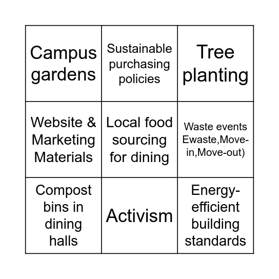 Campus Authentic Actions Bingo Card