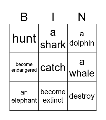 Animals in danger Bingo Card