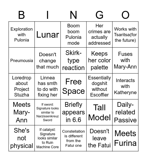 Sandrone Bingo Card