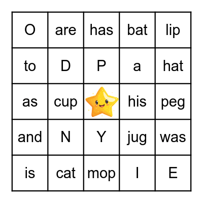 Kindergarten Fundations Unit 3 Bingo Card