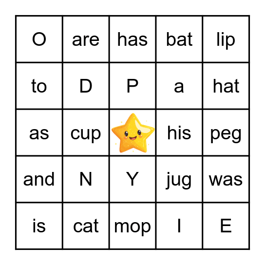 Kindergarten Fundations Unit 3 Bingo Card