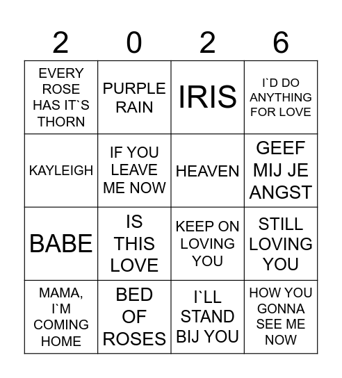 ZWIJMEL SWINGO Bingo Card