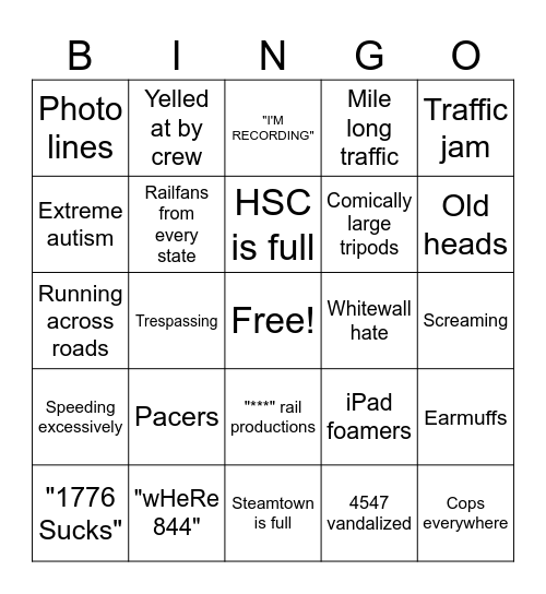 UP 4014 East Coast Bingo Card
