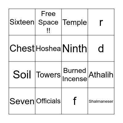 3 Kings Bingo Card