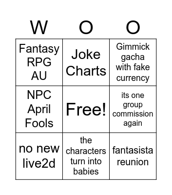 Project Sekai AF2026 Predictions Bingo Card