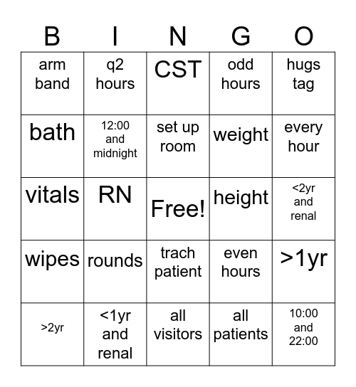 6 Children's Bingo Card