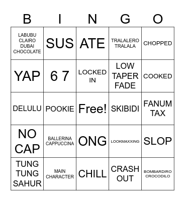 BRAINROT BINGO Card