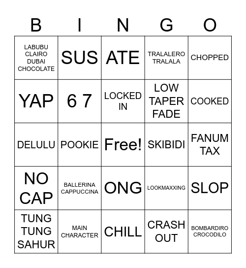BRAINROT BINGO Card