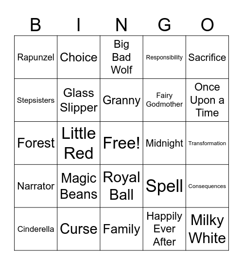 Fairy Tale Bingo Card