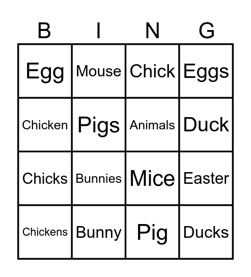 Easter Bingo Card