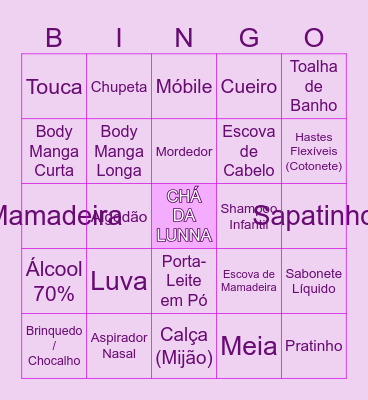 Chá da Lunna Emanuelly Bingo Card