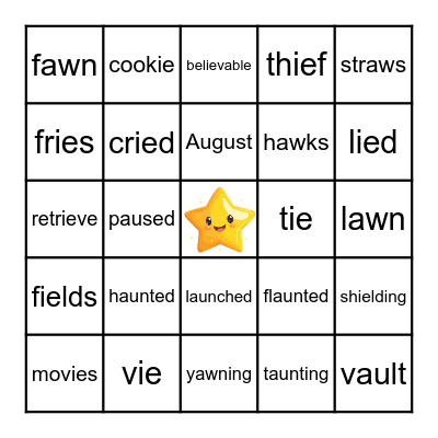 Phonics 95 "ie & au" Vowel Team Bingo Card