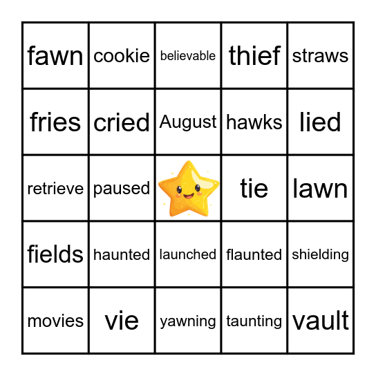 Phonics 95 "ie & au" Vowel Team Bingo Card