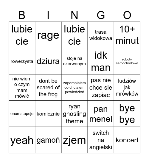 binglosowka Bingo Card