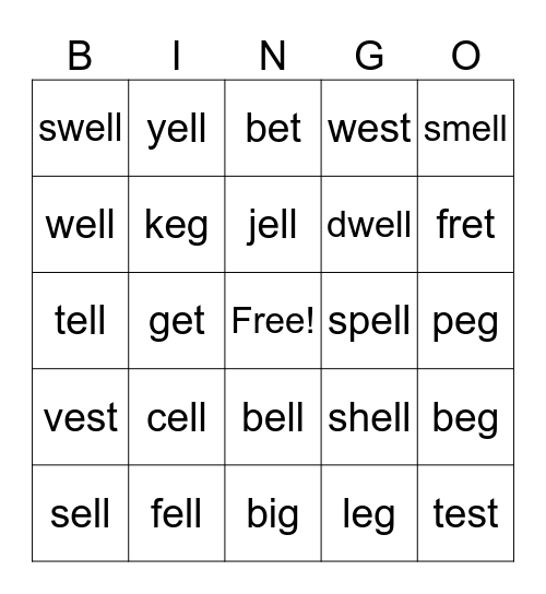 ell Bingo Card