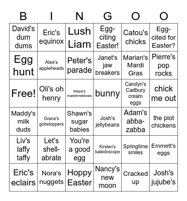 Easter Bingo Card