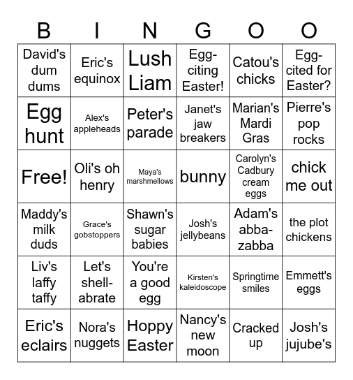 Easter Bingo Card