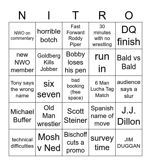 WCW Bingo Card