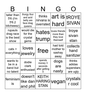 tastefulsidebirb bingo Card