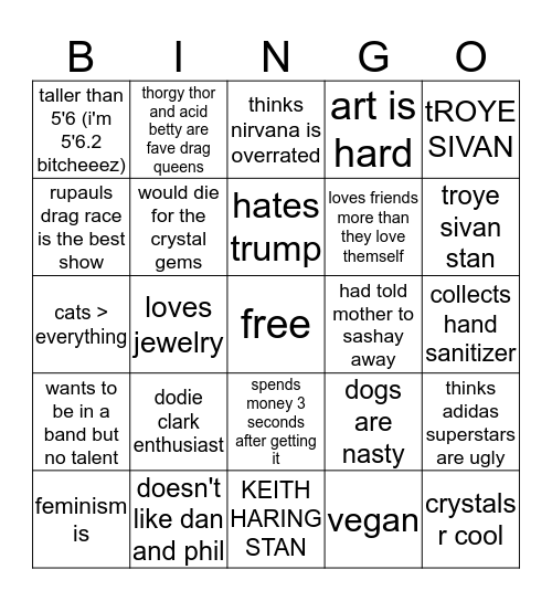 tastefulsidebirb bingo Card