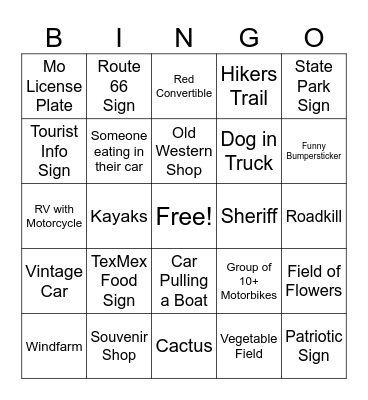 New Mexico Bingo Card