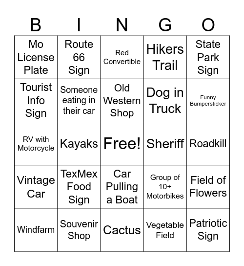 New Mexico Bingo Card