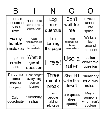 Amenda Chow Bingo Card