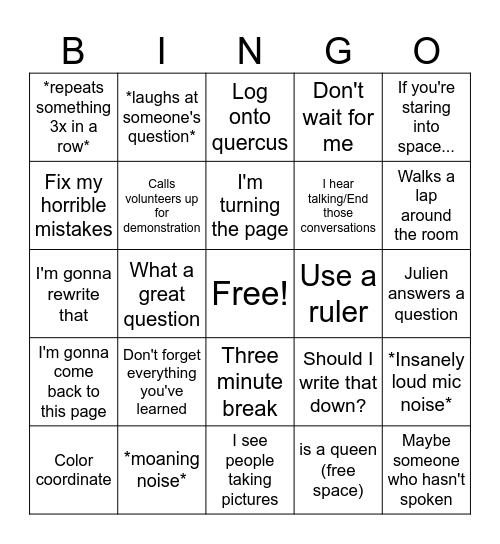 Amenda Chow Bingo Card