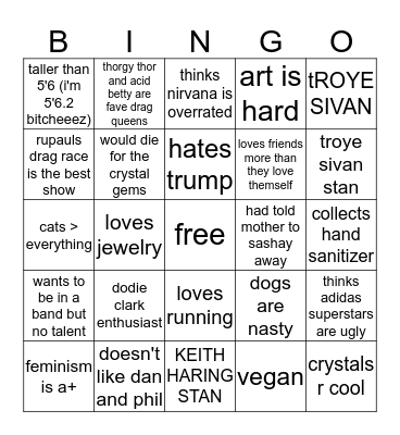 tastefulsidebirb bingo Card