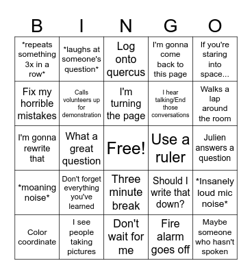 Amenda Chow Bingo Card