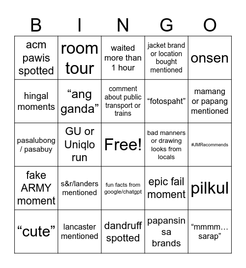 BG Bingo v2 Bingo Card