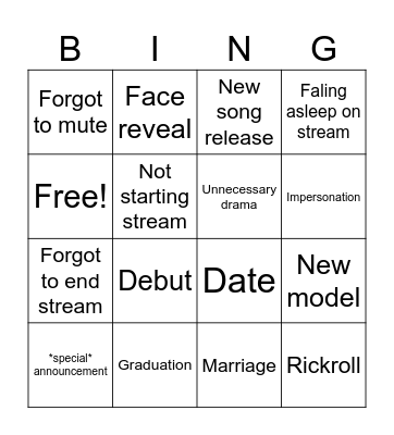 April 1st vtubing Bingo Card