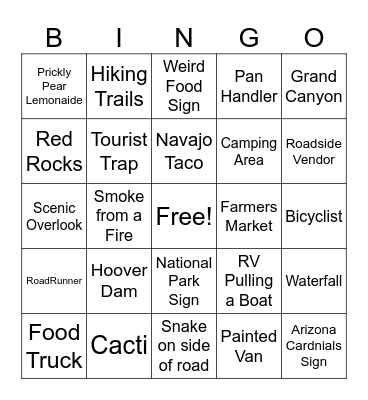 Arizona Bingo Card