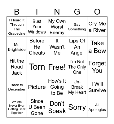 Oops! I Did It Again Bingo Card