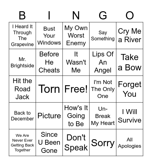 Oops! I Did It Again Bingo Card