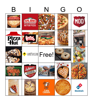Pizza Party Bingo Card