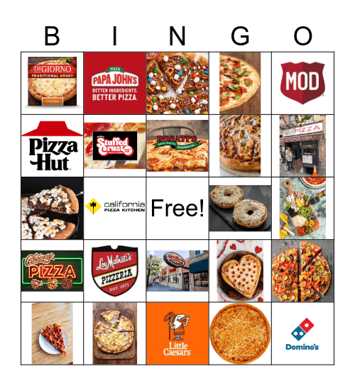 Pizza Party Bingo Card