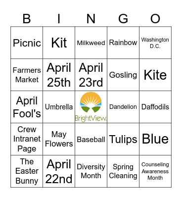 BrightView April BINGO Card