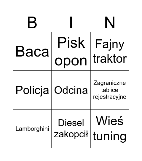 Bingo Spotter Bingo Card
