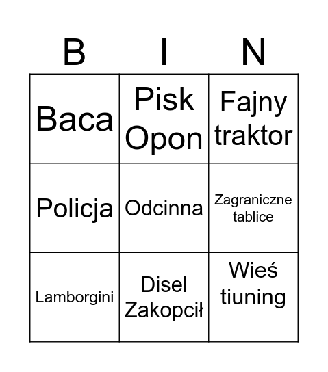 Bingo spotter Bingo Card