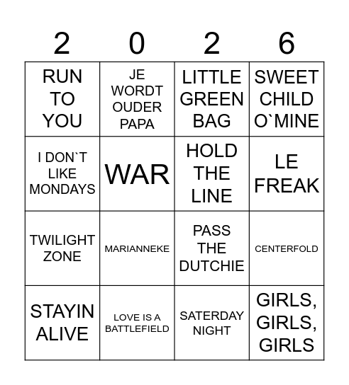 70`S & 80`S SWINGO Bingo Card